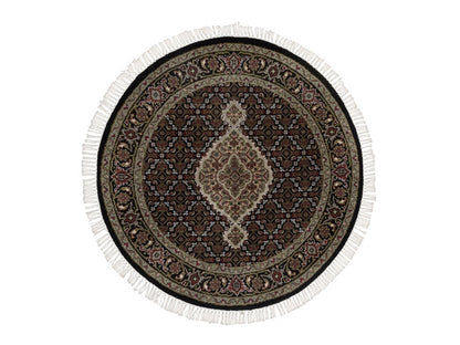 Tabriz hand-knotted wool rug in Black, 3'4" x 3'4", SKU O092719