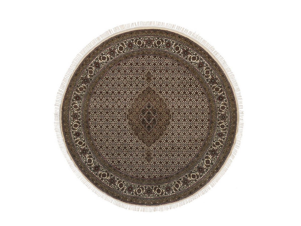 Tabriz hand-knotted wool rug in Ivory, 6' x 6', SKU O092720