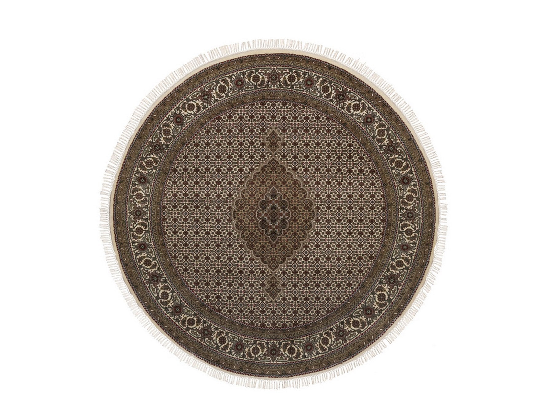 Tabriz hand-knotted wool rug in Ivory, 6' x 6', SKU O092720