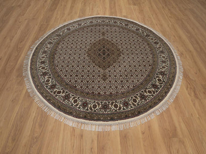 Tabriz hand-knotted wool rug in Ivory, 6' x 6', SKU O092720 (view 2)