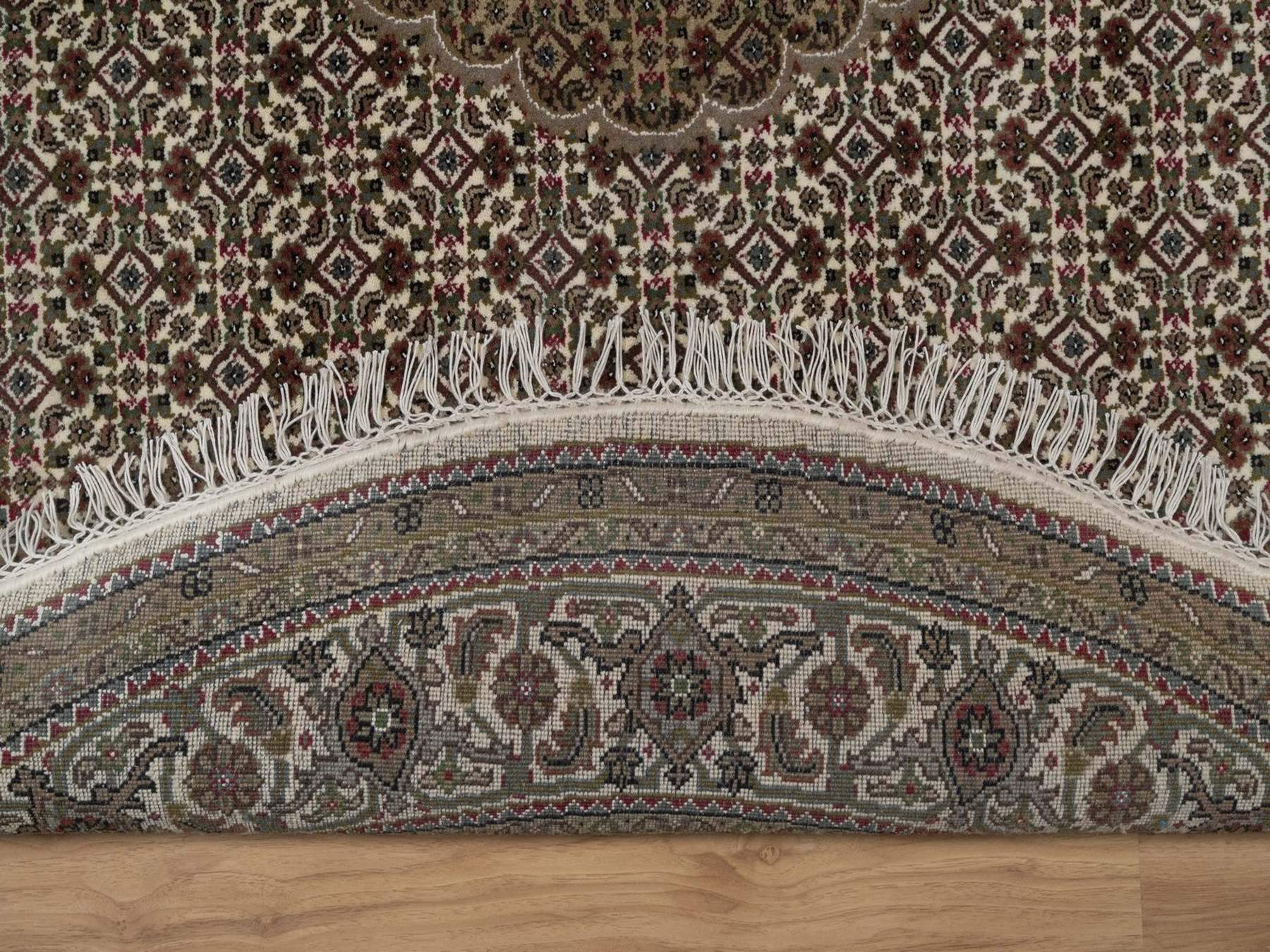 Tabriz hand-knotted wool rug in Ivory, 6' x 6', SKU O092720 (view 3)
