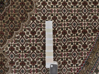 Tabriz hand-knotted wool rug in Ivory, 6' x 6', SKU O092720 (view 4)