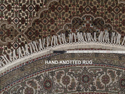 Tabriz hand-knotted wool rug in Ivory, 6' x 6', SKU O092720 (view 8)