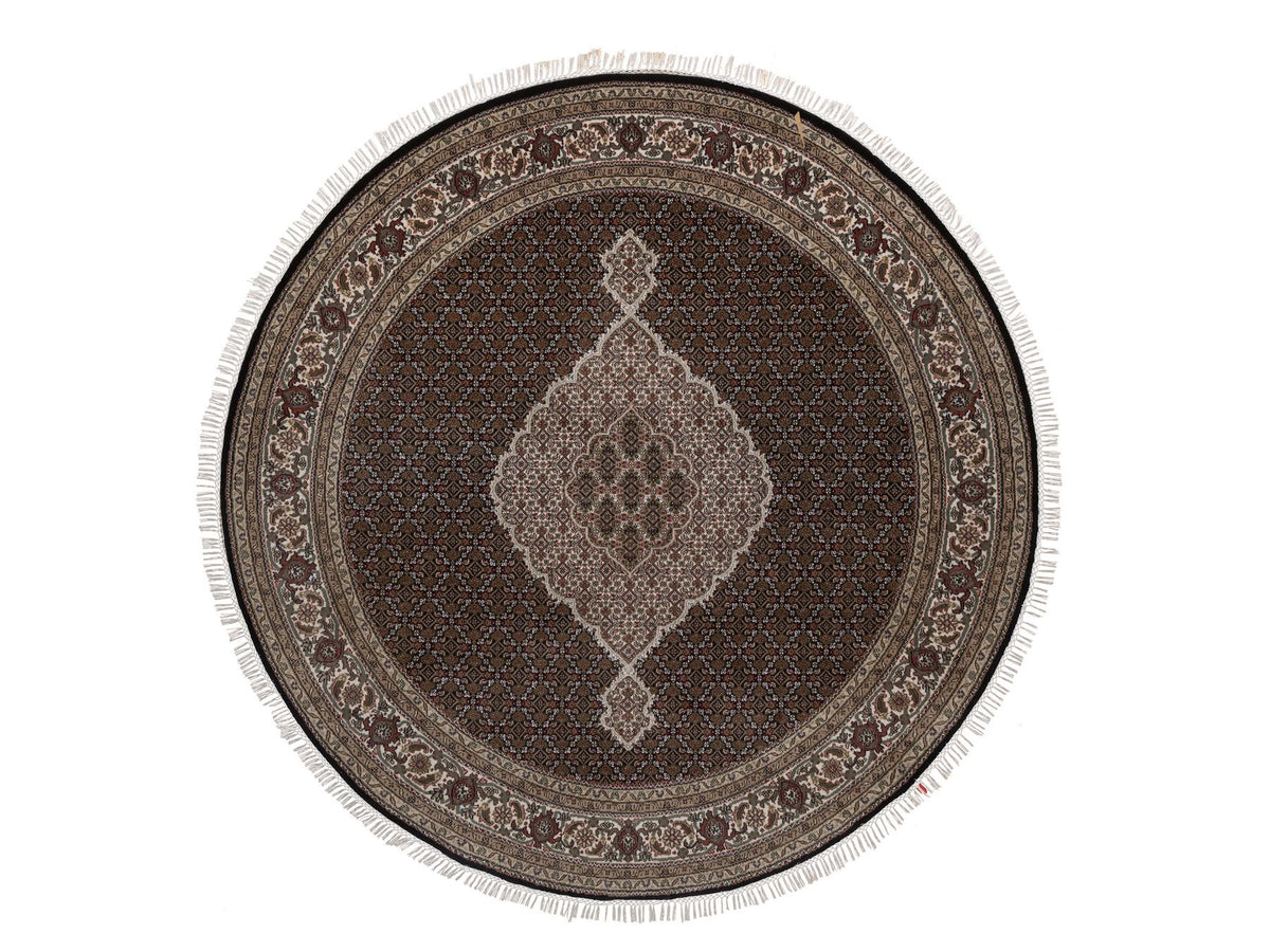 Tabriz hand-knotted wool rug in Black, 7'10" x 7'10", SKU O092721