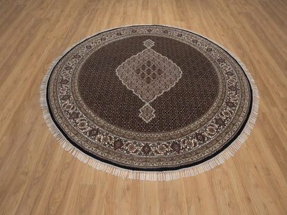 Tabriz hand-knotted wool rug in Black, 7'10" x 7'10", SKU O092721 (view 2)