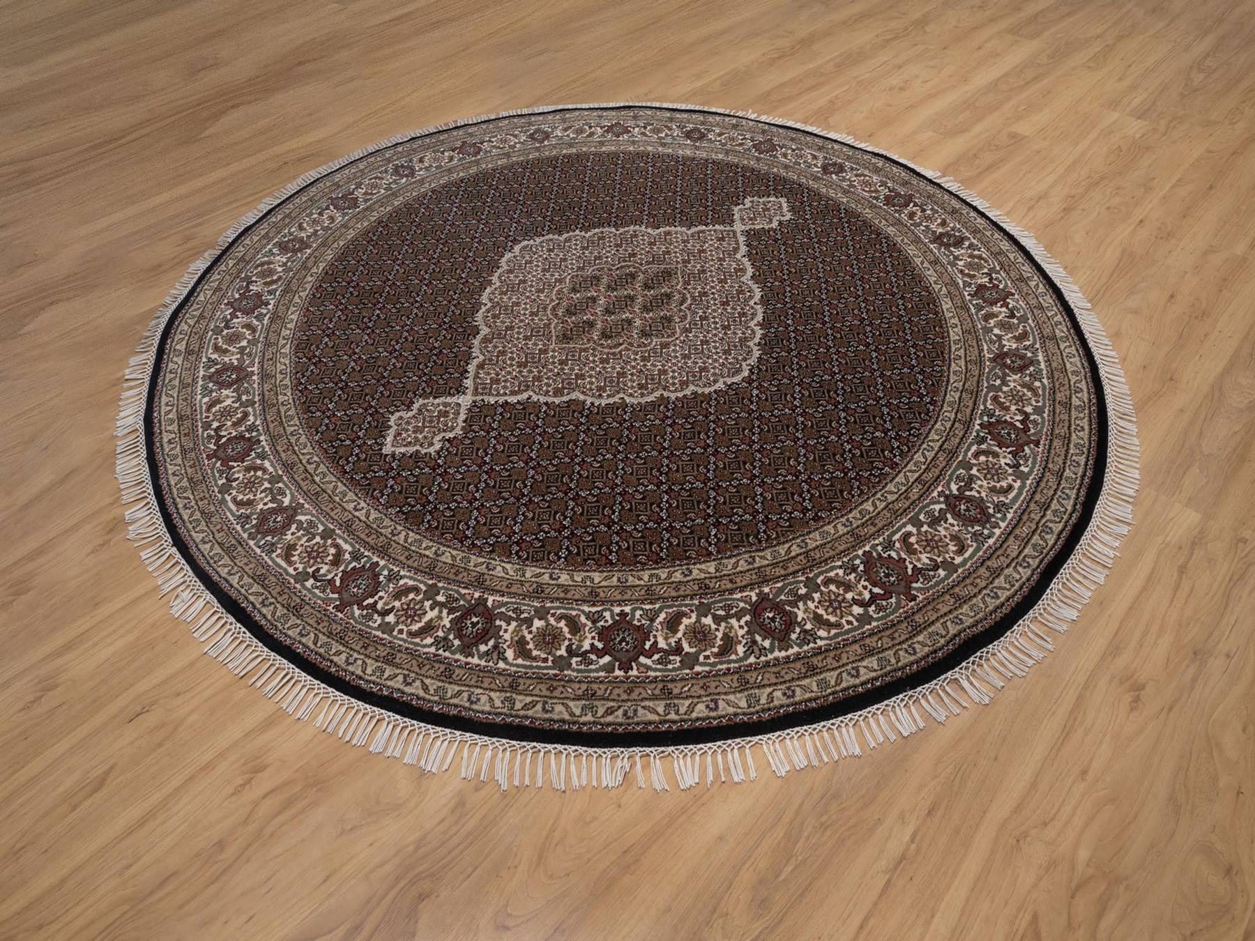Tabriz hand-knotted wool rug in Black, 7'10" x 7'10", SKU O092721 (view 3)