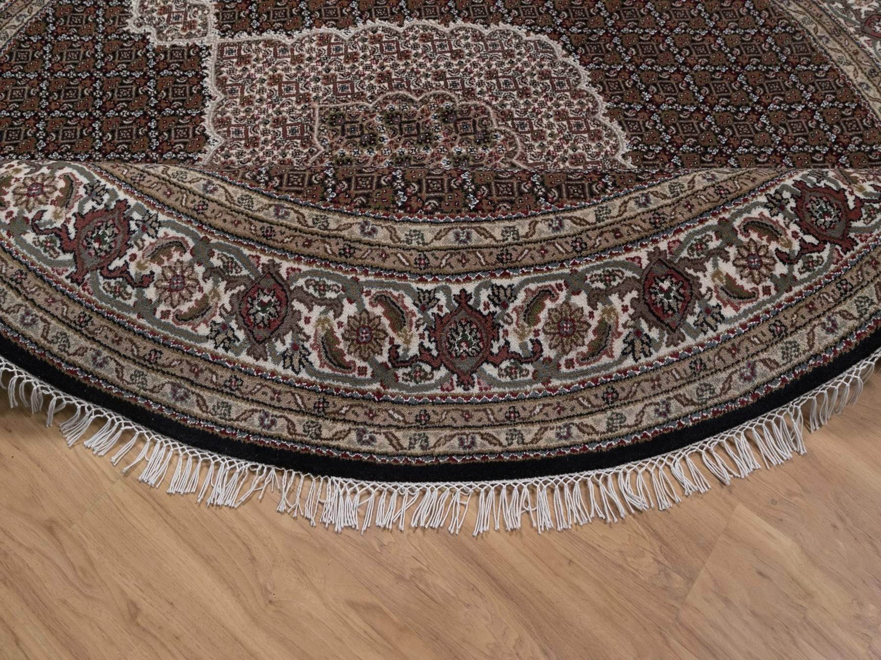 Tabriz hand-knotted wool rug in Black, 7'10" x 7'10", SKU O092721 (view 6)
