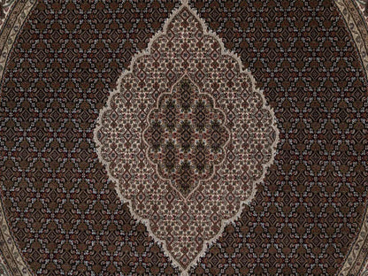 Tabriz hand-knotted wool rug in Black, 7'10" x 7'10", SKU O092721 (view 8)