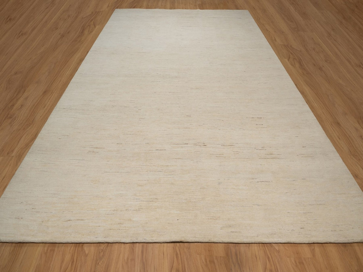 Gabbeh Modern / Contemporary hand-knotted wool rug in Ivory, 10'2" x 13'11", SKU O092724 (view 2)