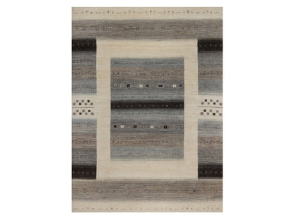 Gabbeh Modern / Contemporary hand-knotted wool rug in Ivory, 8'10" x 12', SKU O092725