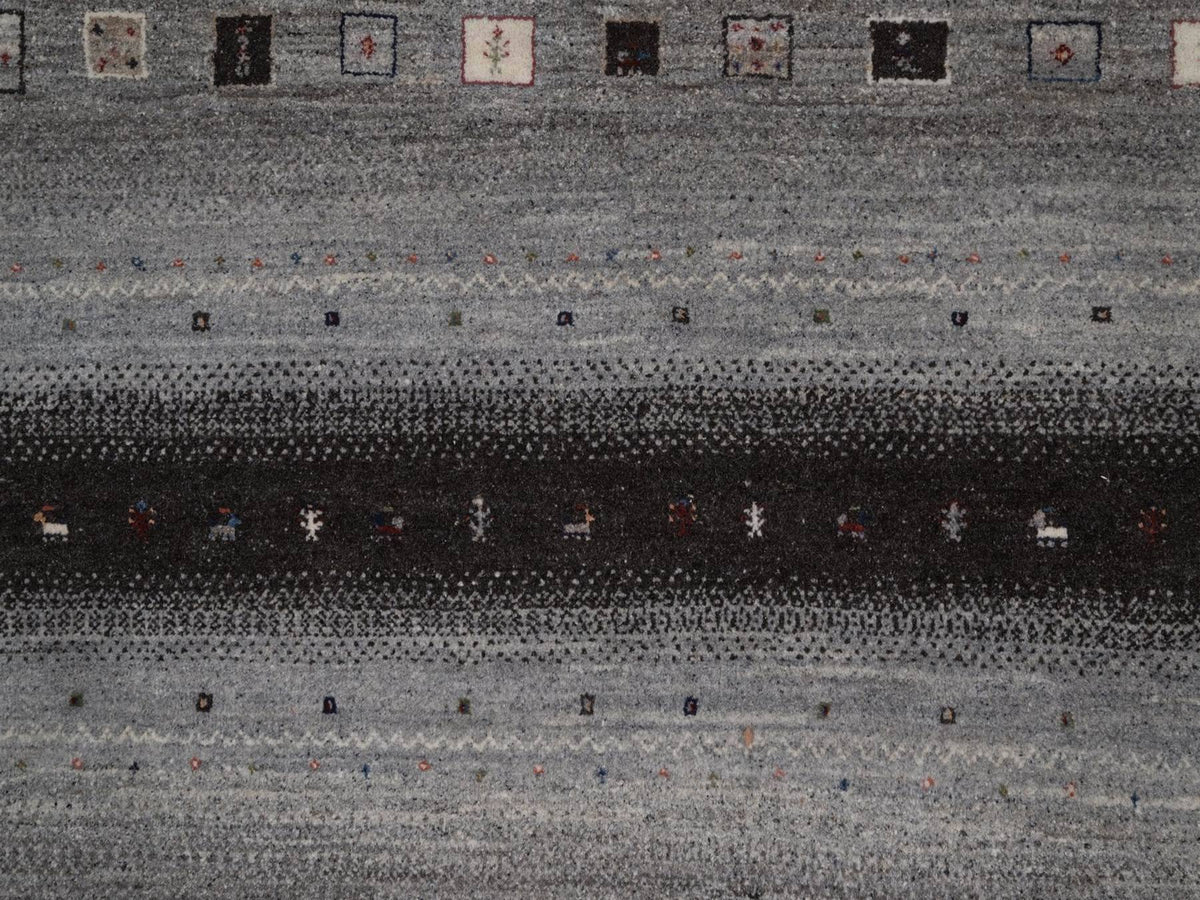 Gabbeh Modern / Contemporary hand-knotted wool rug in Ivory, 8'10" x 12', SKU O092725 (view 8)
