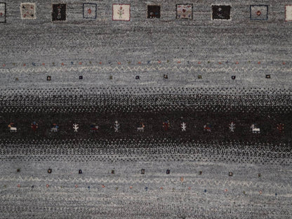 Gabbeh Modern / Contemporary hand-knotted wool rug in Ivory, 8'10" x 12', SKU O092725 (view 8)