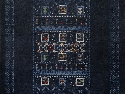Gabbeh Modern / Contemporary hand-knotted wool runner in Blue, 2'4" x 4'7", SKU O092727 (view 5)