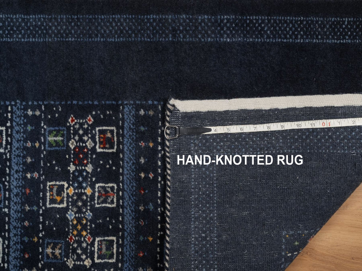 Gabbeh Modern / Contemporary hand-knotted wool runner in Blue, 2'4" x 4'7", SKU O092727 (view 8)