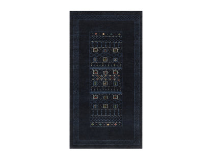 Gabbeh Modern / Contemporary hand-knotted wool rug in Blue, 2'3" x 4'4", SKU O092728