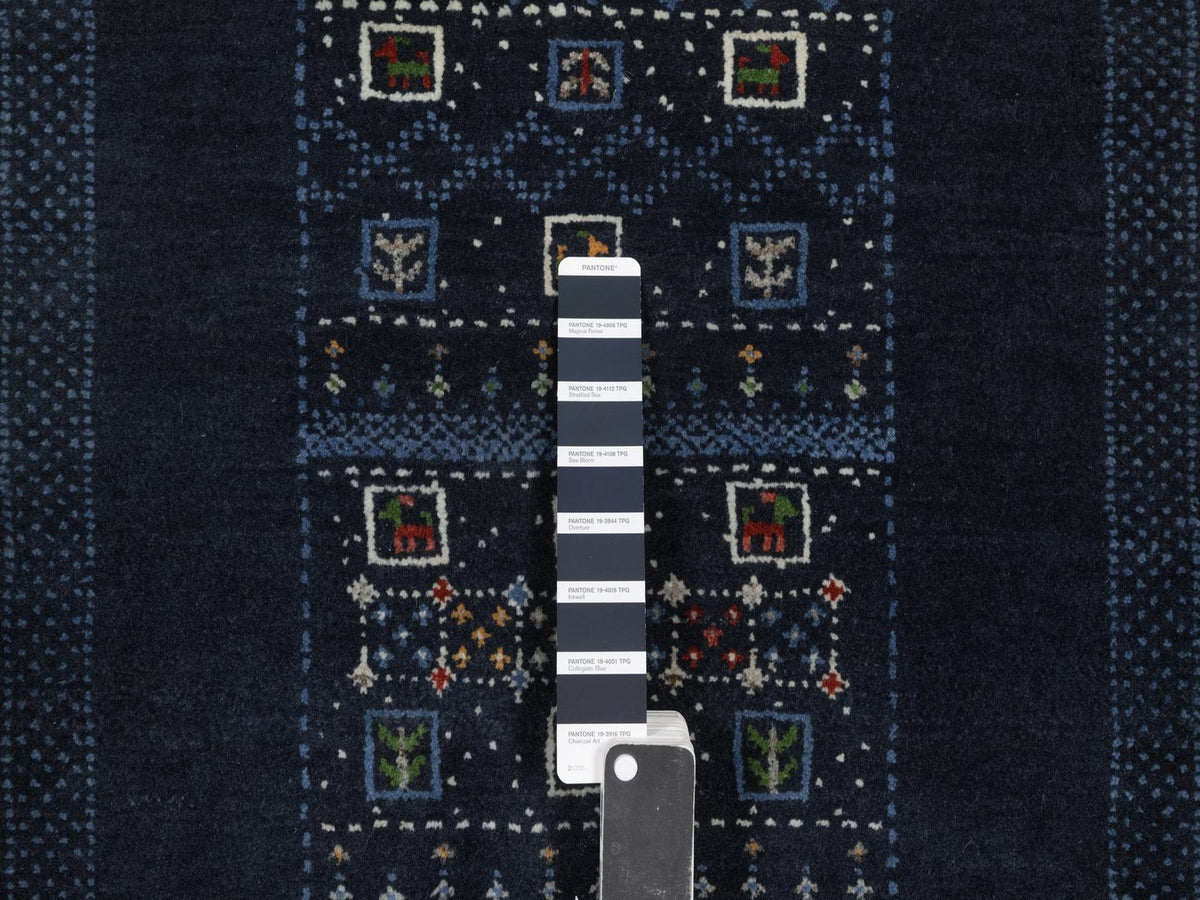 Gabbeh Modern / Contemporary hand-knotted wool rug in Blue, 2'3" x 4'4", SKU O092728 (view 4)