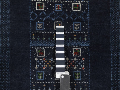 Gabbeh Modern / Contemporary hand-knotted wool rug in Blue, 2'3" x 4'4", SKU O092728 (view 4)