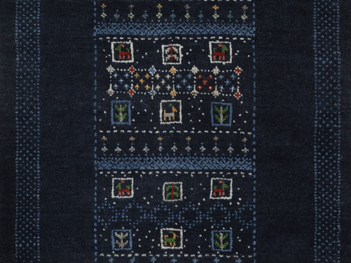 Gabbeh Modern / Contemporary hand-knotted wool rug in Blue, 2'3" x 4'4", SKU O092728 (view 5)
