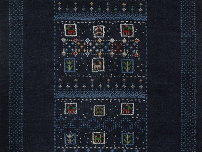 Gabbeh Modern / Contemporary hand-knotted wool rug in Blue, 2'3" x 4'4", SKU O092728 (view 5)