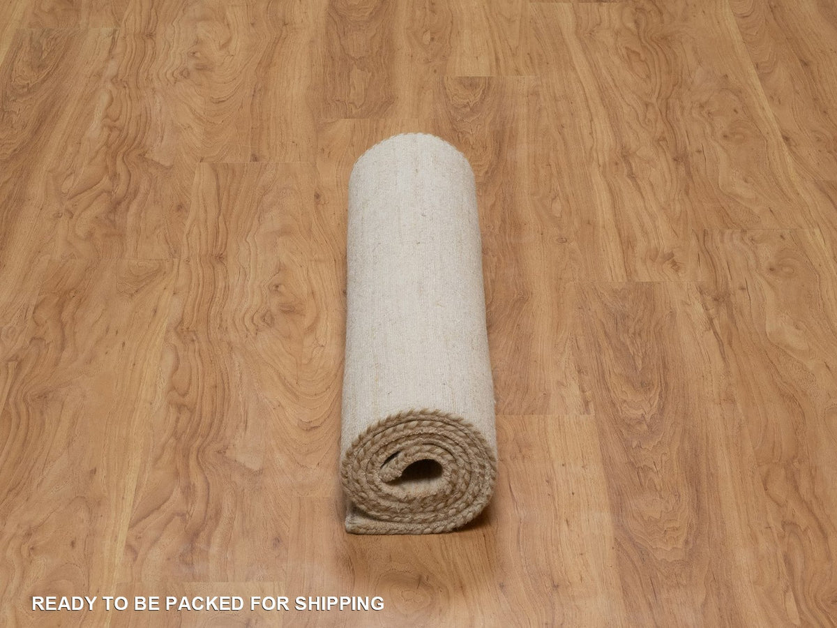 Gabbeh Modern / Contemporary hand-knotted wool rug in Ivory, 2'11" x 5'2", SKU O092729 (view 6)