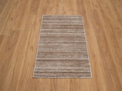 Modern / Contemporary hand-knotted polyester rug in Brown, 2' x 3', SKU O092736 (view 2)