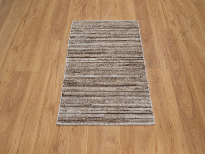 Modern / Contemporary hand-knotted polyester rug in Brown, 2' x 3', SKU O092738 (view 2)