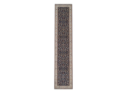 Nain hand-knotted wool/silk runner in Blue, 2'9" x 14', SKU O092740