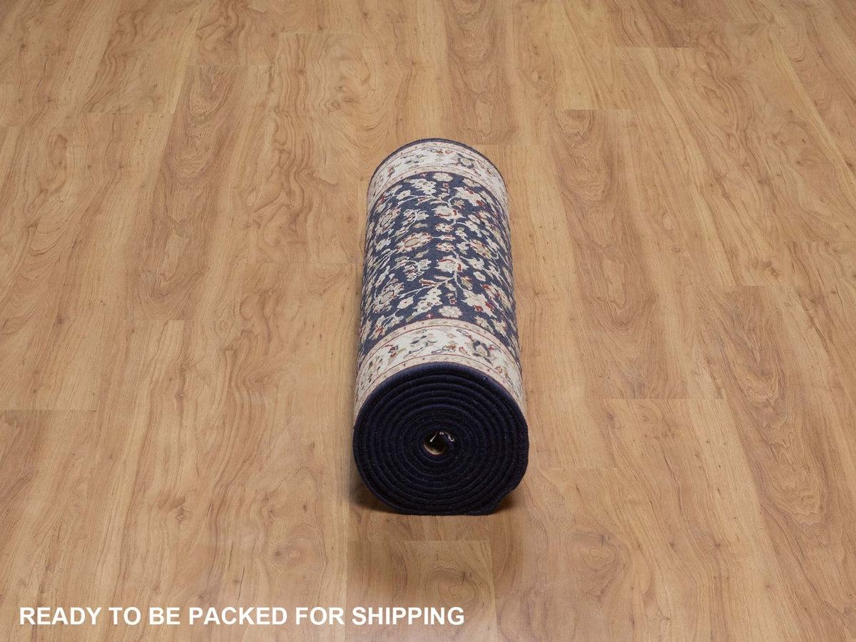 Nain hand-knotted wool/silk runner in Blue, 2'9" x 14', SKU O092740 (view 6)