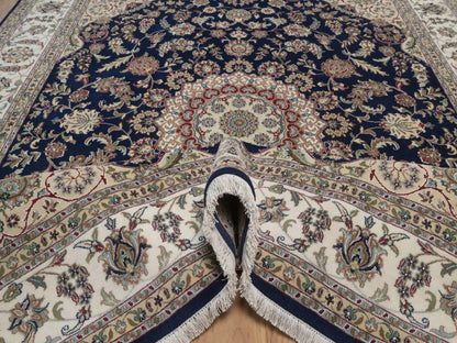 Nain hand-knotted wool/silk rug in Blue, 8' x 10', SKU O092741 (view 5)