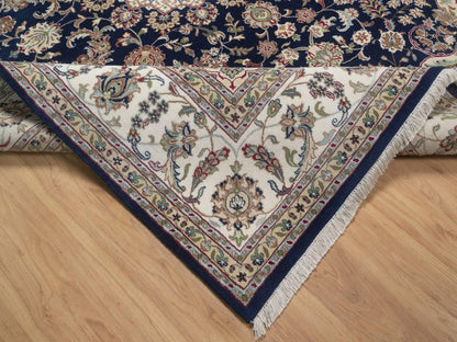 Nain hand-knotted wool/silk rug in Blue, 8' x 10', SKU O092741 (view 6)