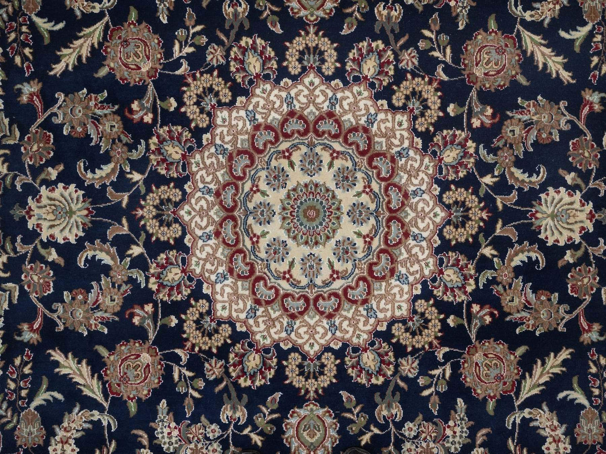 Nain hand-knotted wool/silk rug in Blue, 8' x 10', SKU O092741 (view 8)