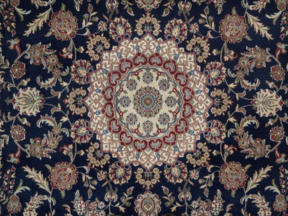 Nain hand-knotted wool/silk rug in Blue, 8' x 10', SKU O092741 (view 8)