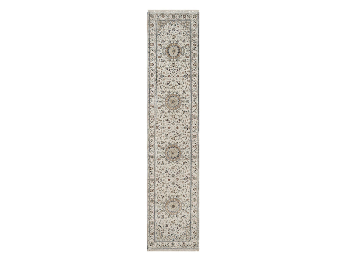 Nain hand-knotted wool/silk runner in Ivory, 2'7" x 12'2", SKU O092742