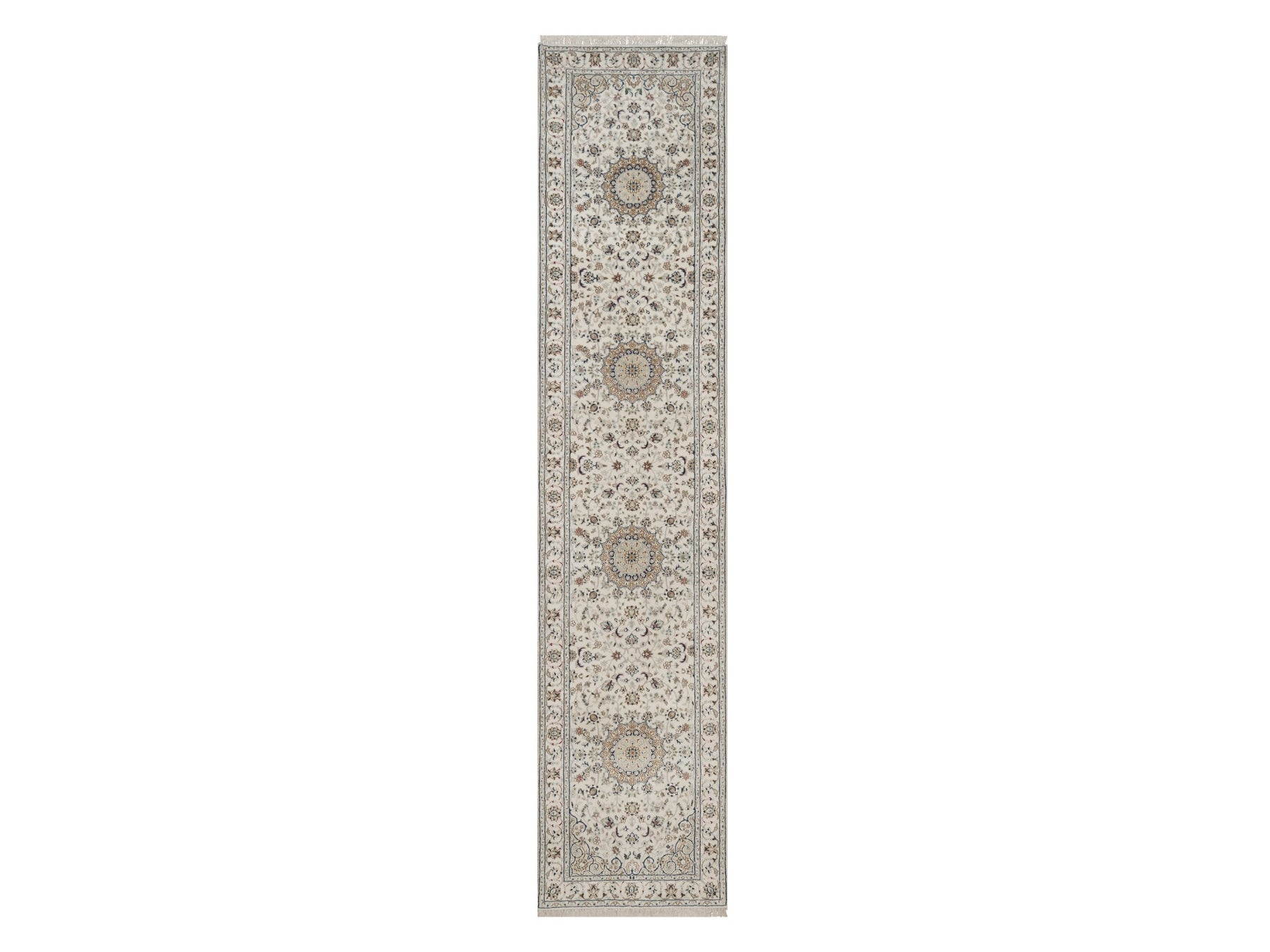 Nain hand-knotted wool/silk runner in Ivory, 2'7" x 12'2", SKU O092742