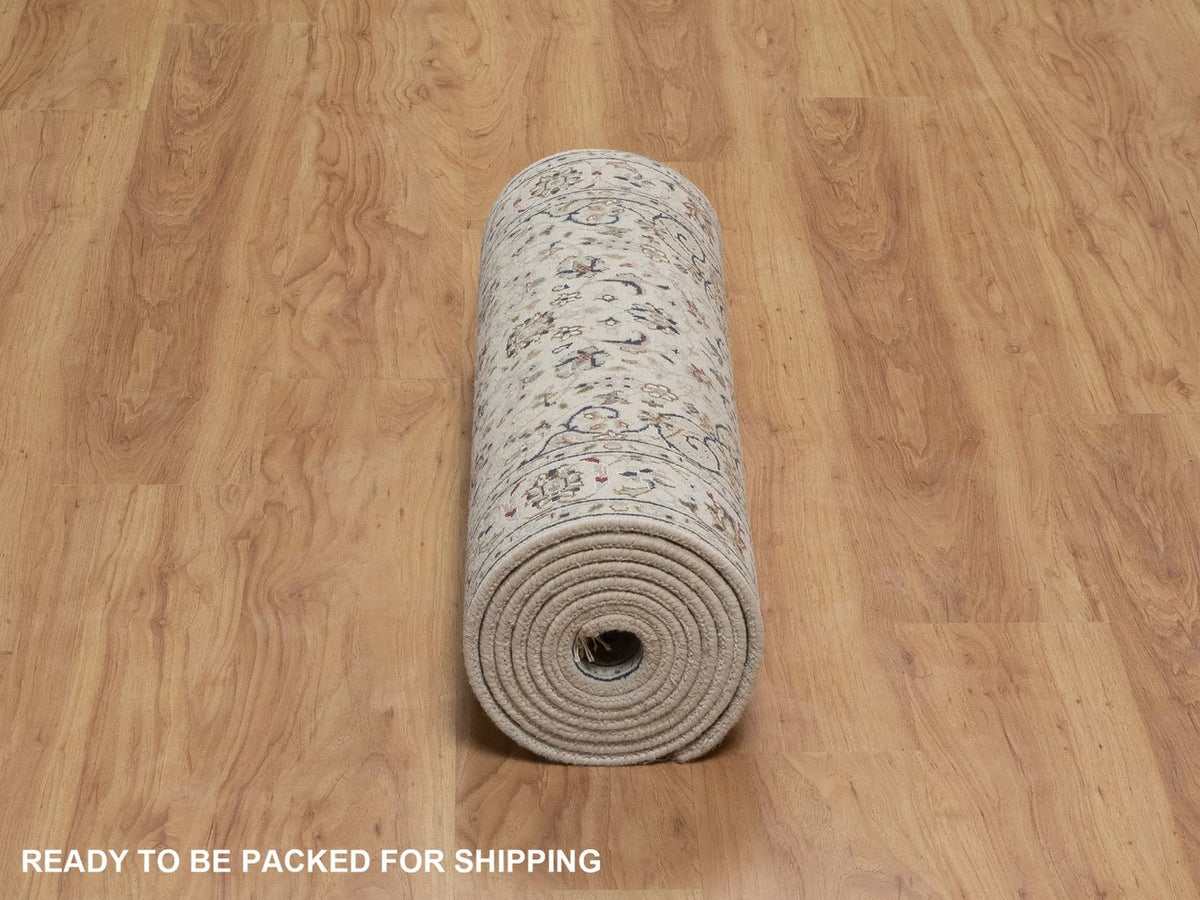 Nain hand-knotted wool/silk runner in Ivory, 2'7" x 12'2", SKU O092742 (view 6)