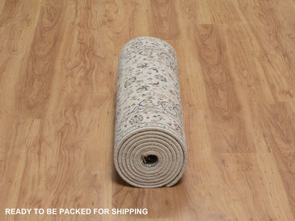 Nain hand-knotted wool/silk runner in Ivory, 2'7" x 12'2", SKU O092742 (view 6)