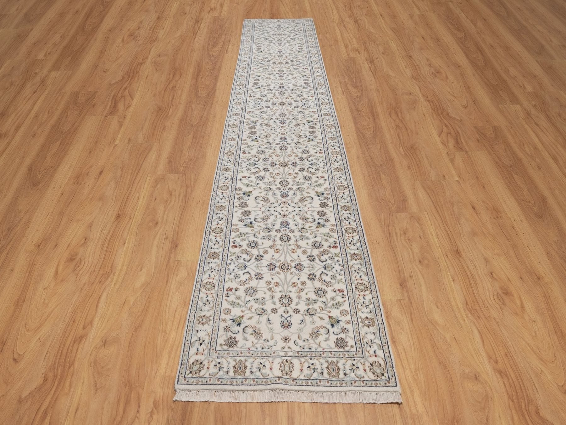 Nain hand-knotted wool/silk runner in Ivory, 2'9" x 14'5", SKU O092743 (view 2)