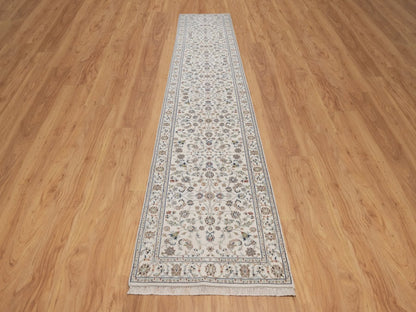 Nain hand-knotted wool/silk runner in Ivory, 2'9" x 14'5", SKU O092743 (view 2)