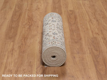 Nain hand-knotted wool/silk runner in Ivory, 2'9" x 14'5", SKU O092743 (view 6)