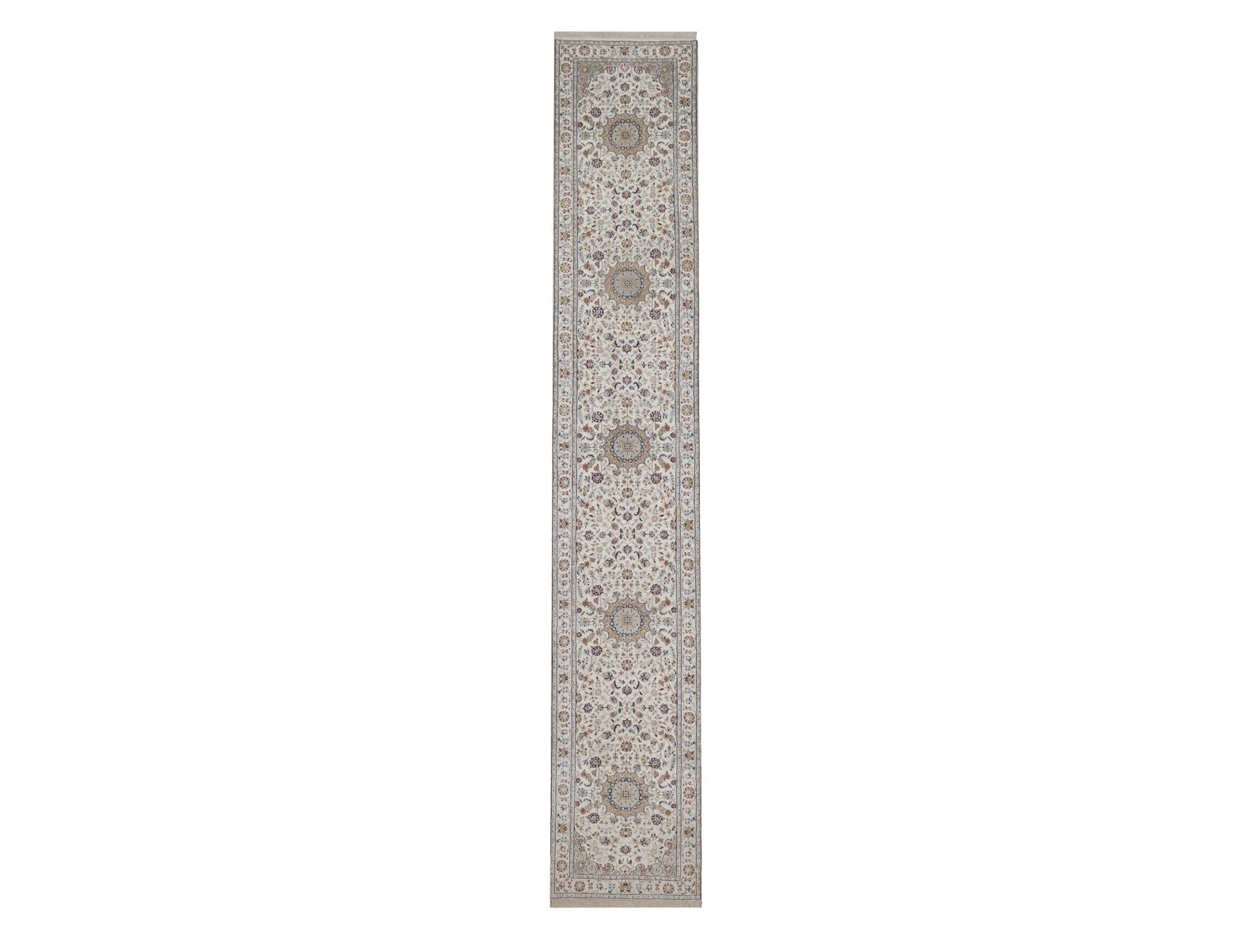 Nain hand-knotted wool/silk runner in Ivory, 2'7" x 15'11", SKU O092744