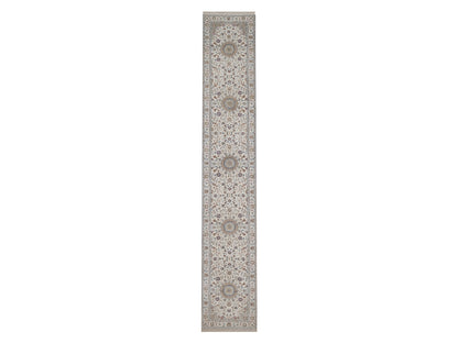 Nain hand-knotted wool/silk runner in Ivory, 2'7" x 15'11", SKU O092744