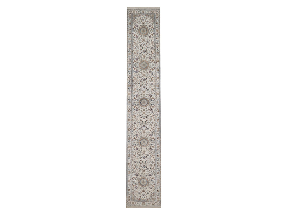 Nain hand-knotted wool/silk runner in Ivory, 2'7" x 15'11", SKU O092744