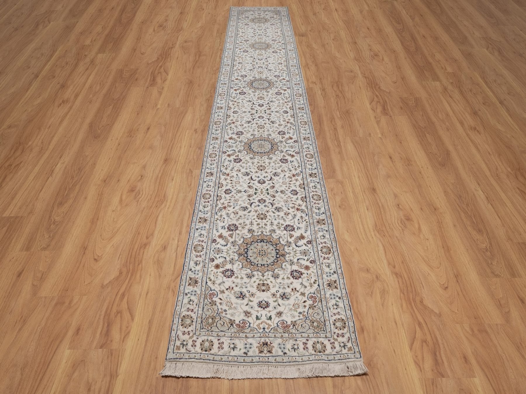 Nain hand-knotted wool/silk runner in Ivory, 2'7" x 15'11", SKU O092744 (view 2)