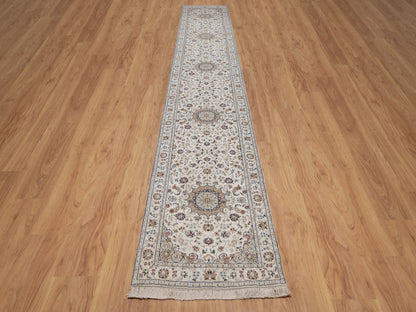 Nain hand-knotted wool/silk runner in Ivory, 2'7" x 15'11", SKU O092744 (view 2)