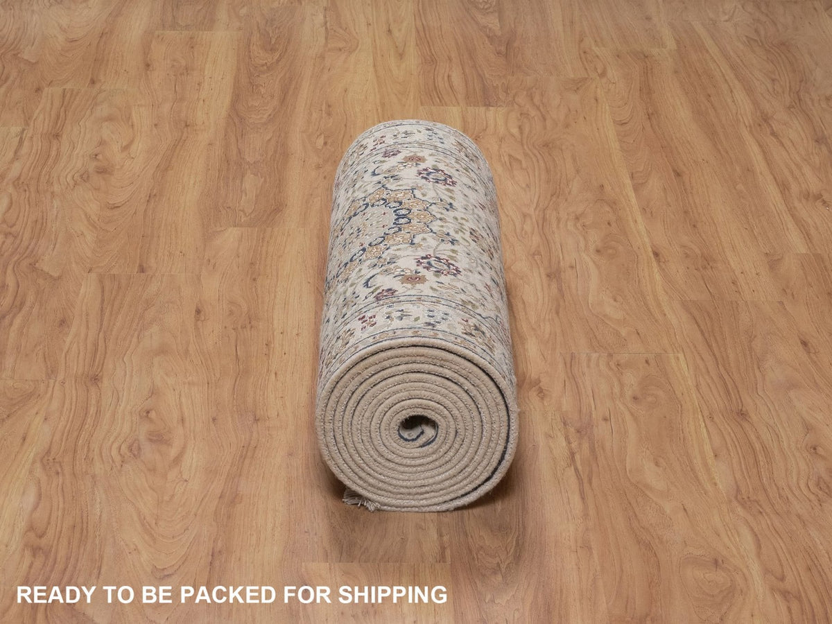 Nain hand-knotted wool/silk runner in Ivory, 2'7" x 15'11", SKU O092744 (view 6)
