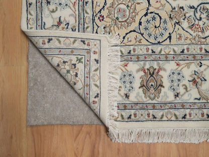 Nain hand-knotted wool/silk rug in Ivory, 5'11" x 9', SKU O092745 (view 4)