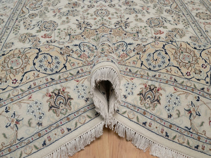 Nain hand-knotted wool/silk rug in Ivory, 5'11" x 9', SKU O092745 (view 5)