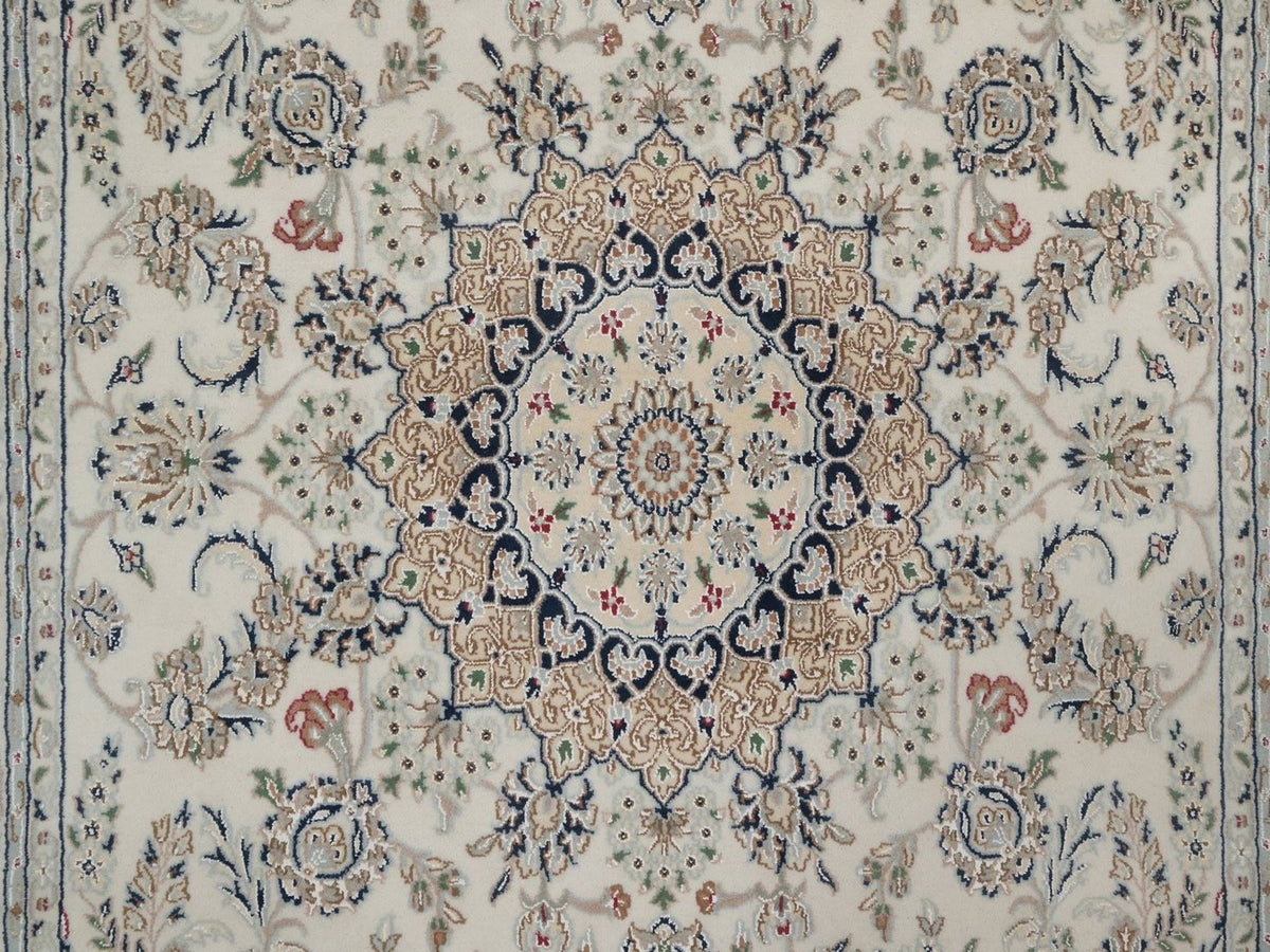 Nain hand-knotted wool/silk rug in Ivory, 5'11" x 9', SKU O092745 (view 8)