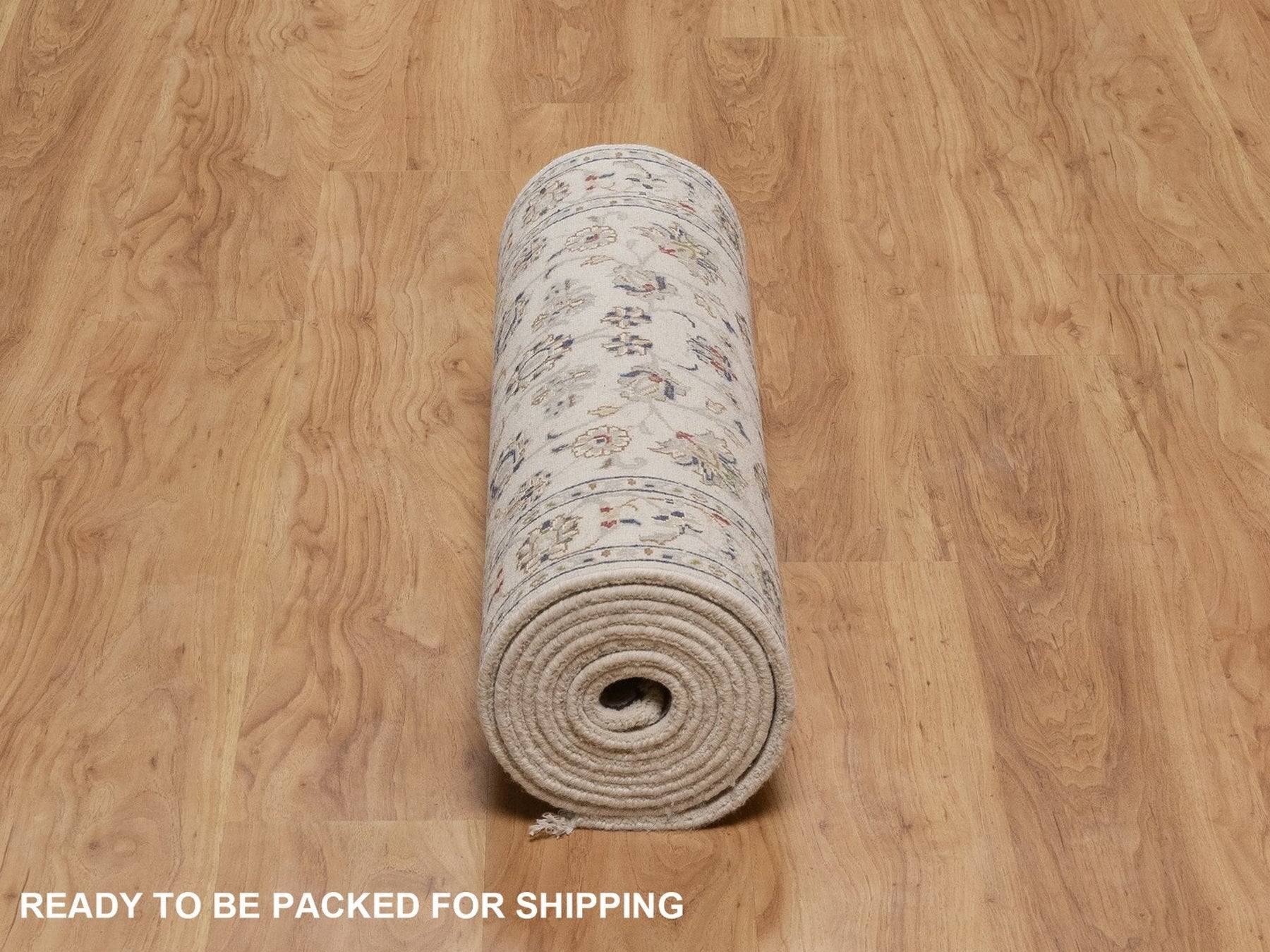 Nain hand-knotted wool/silk runner in Ivory, 2'8" x 12', SKU O092746 (view 6)