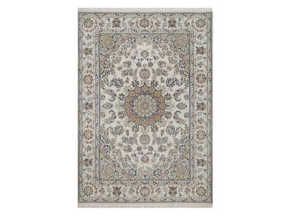 Nain hand-knotted wool/silk rug in Ivory, 5'6" x 8', SKU O092747